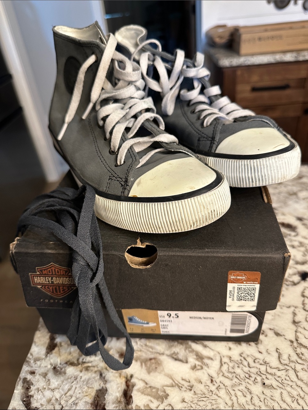 Women’s Grey High Top Harley Davidson Converse size 9.5.